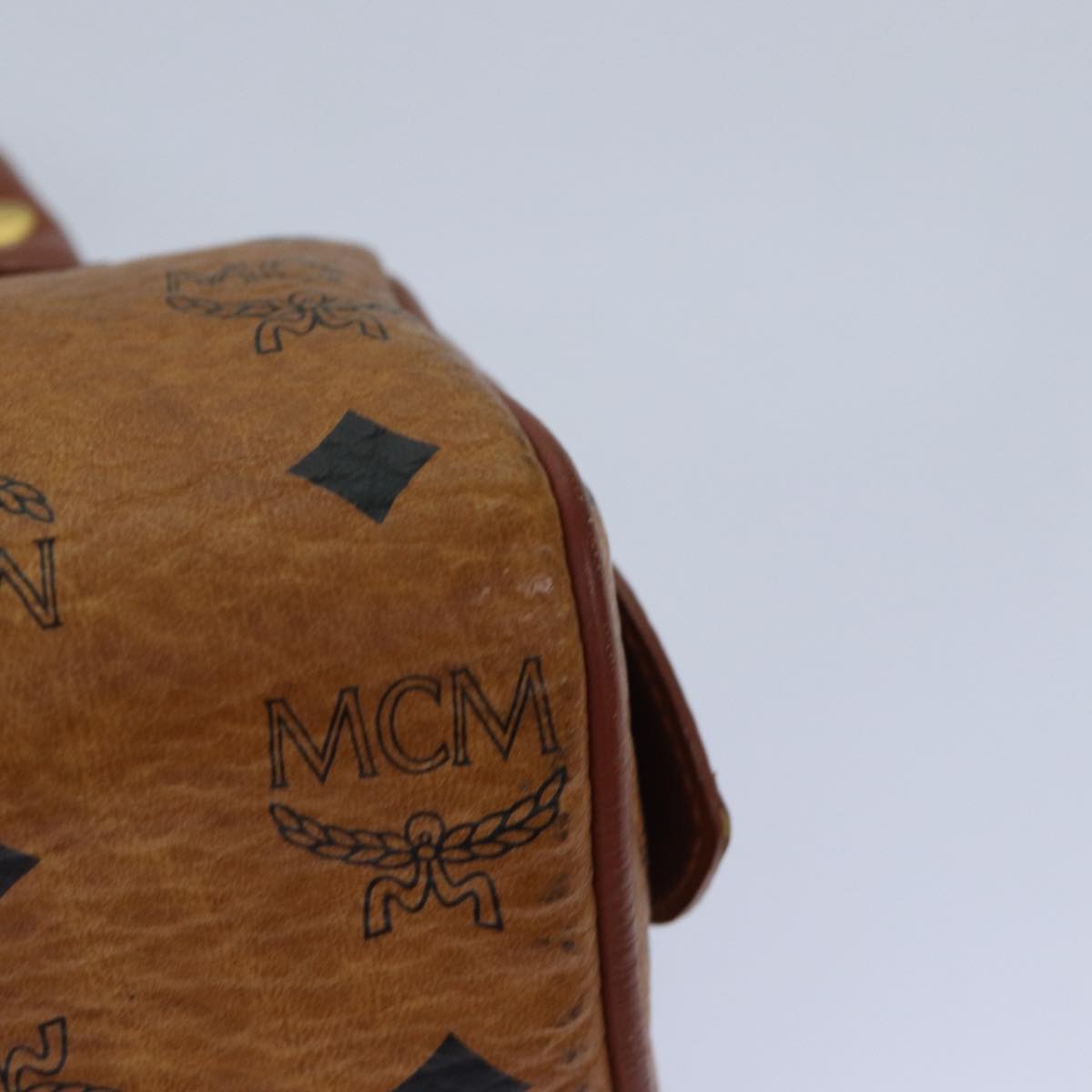 MCM Vicetos Logogram Hand Bag PVC Leather Brown Auth 87647