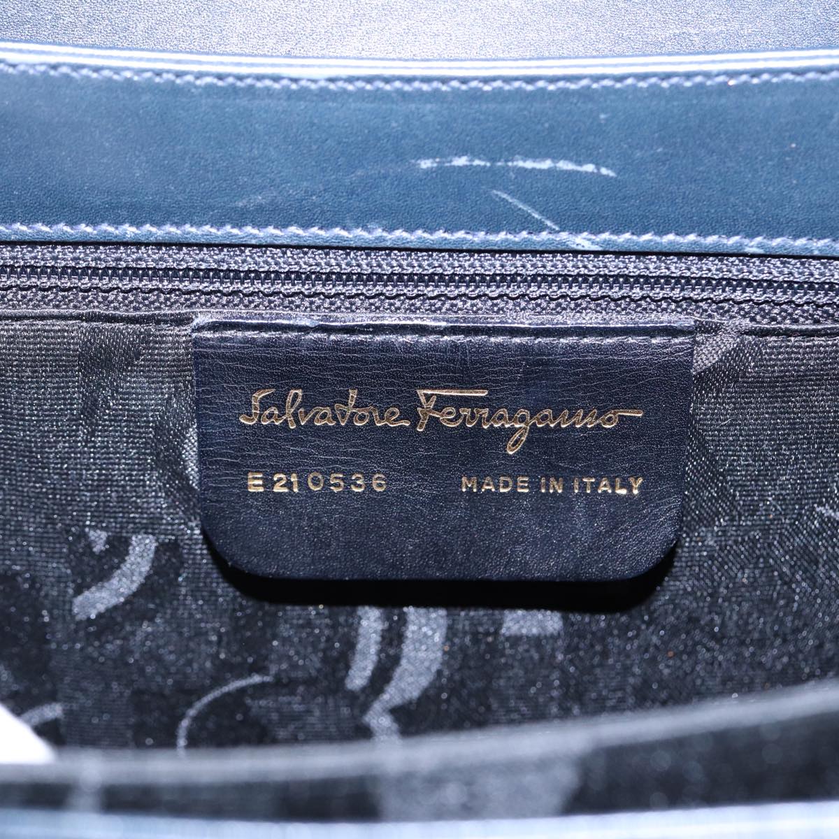 Salvatore Ferragamo Gancini Hand Bag Leather 2way Black Auth 87660