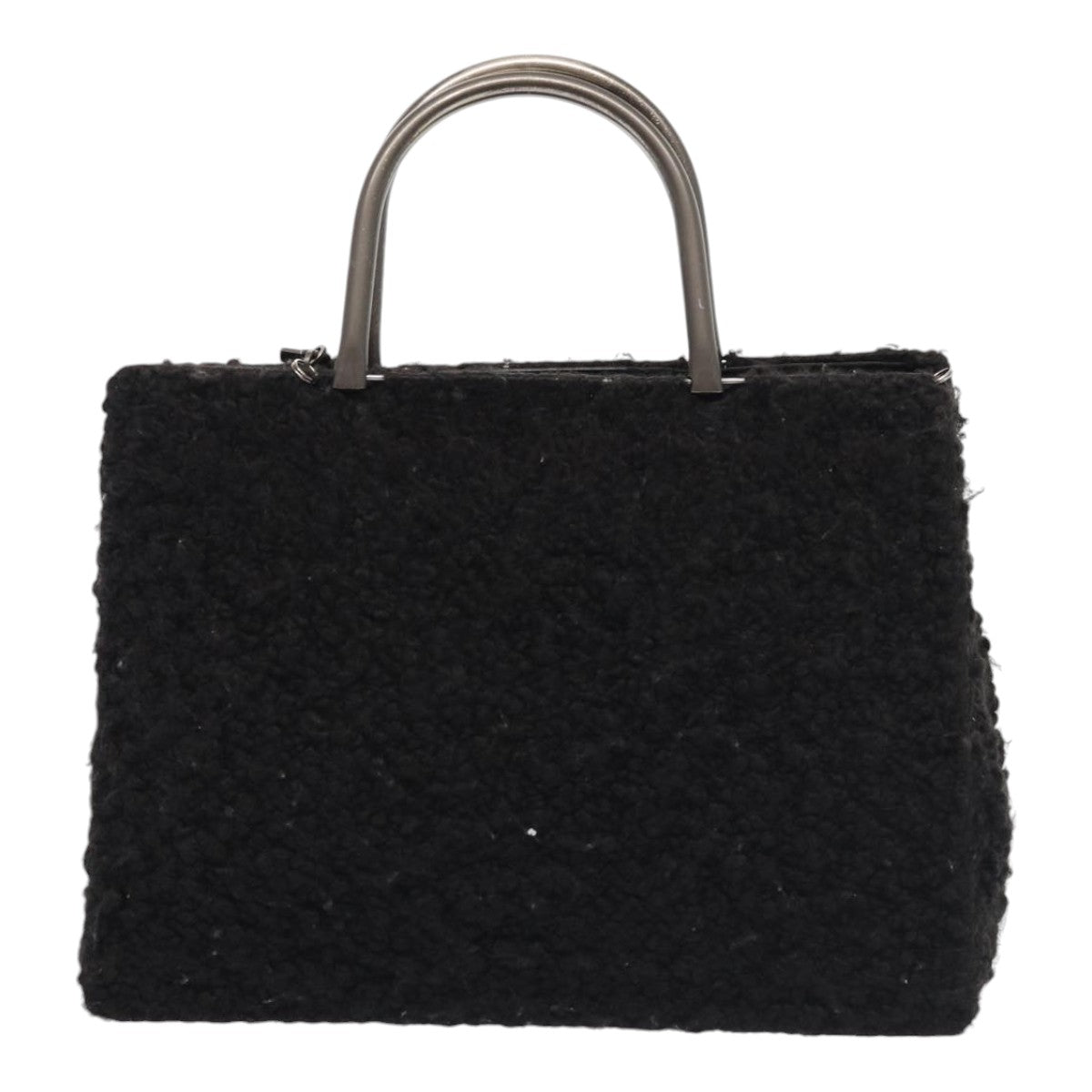 Salvatore Ferragamo Gancini Hand Bag Mouton 2way Black Auth 87661