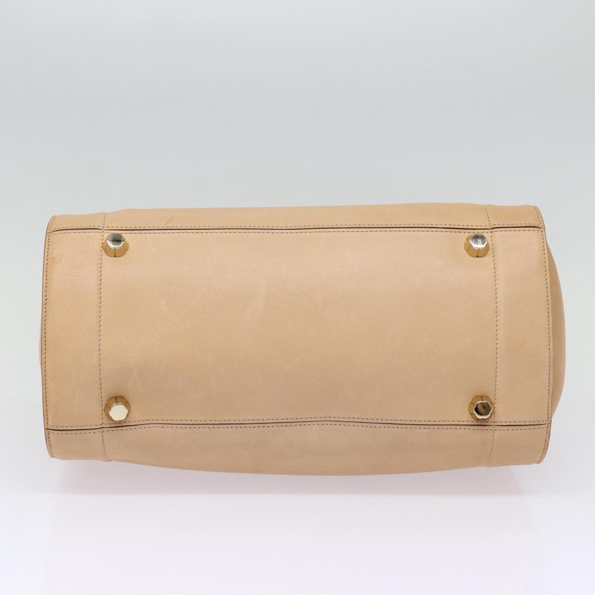 Salvatore Ferragamo Gancini Hand Bag Leather 2way Beige Auth 87663