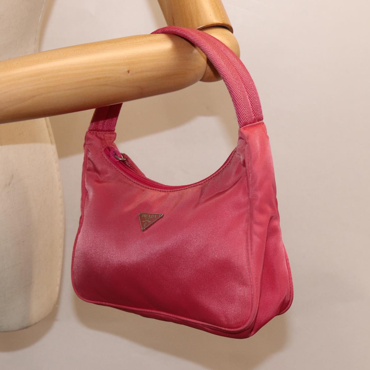 PRADA Hand Bag Nylon Pink Auth 87670