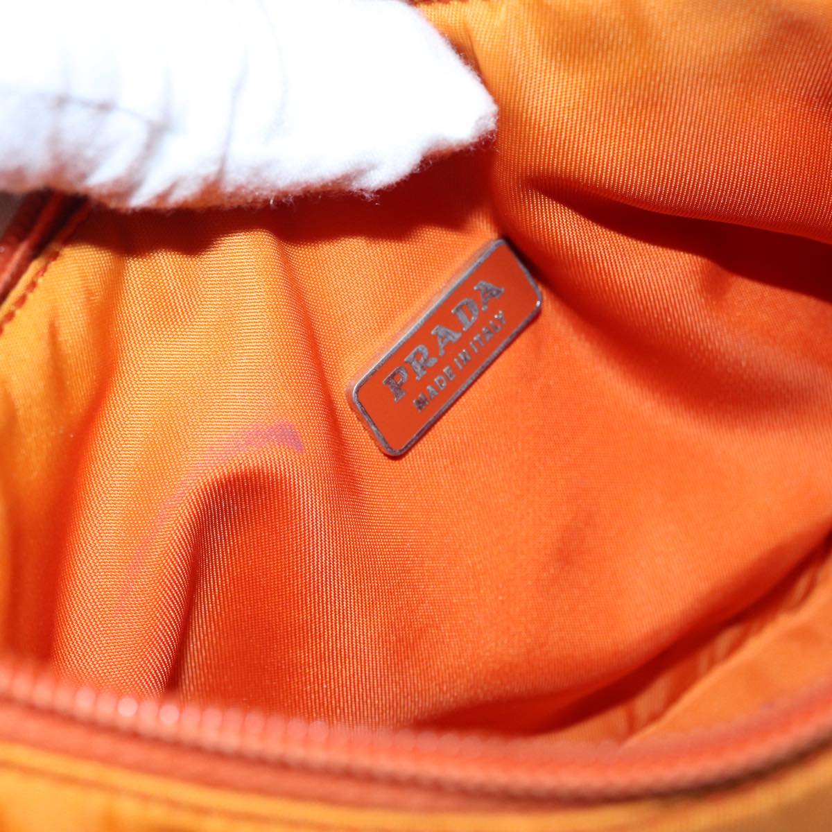 PRADA Hand Bag Nylon Orange Auth 87671