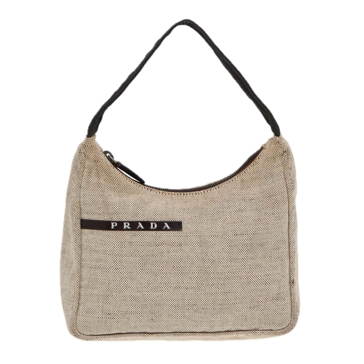 PRADA Hand Bag Canvas Beige Auth 87677