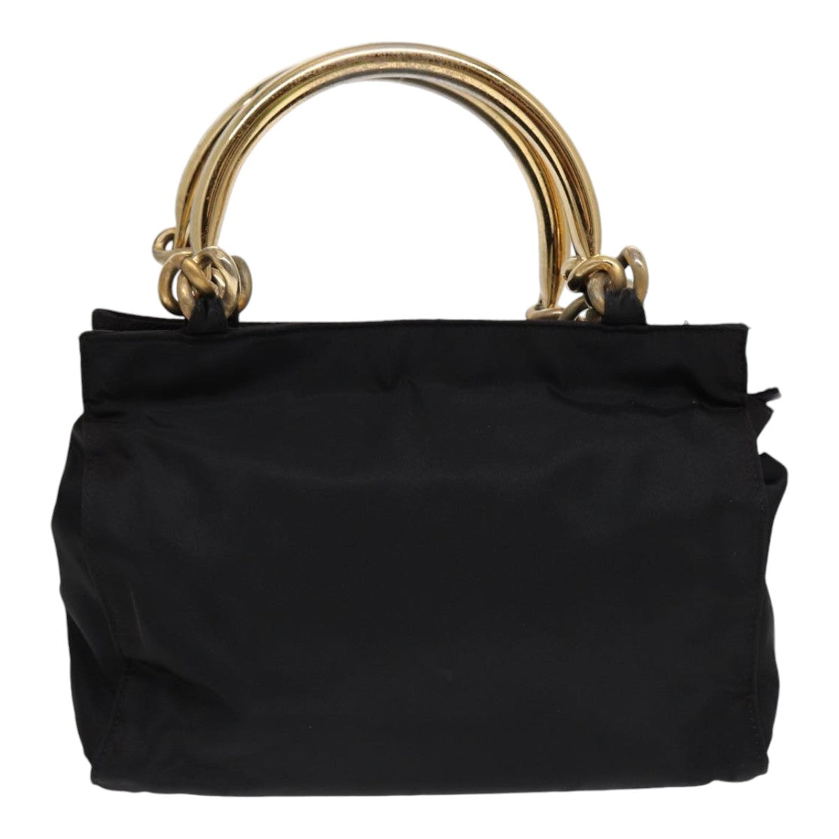 PRADA Hand Bag Nylon Black Auth 87678