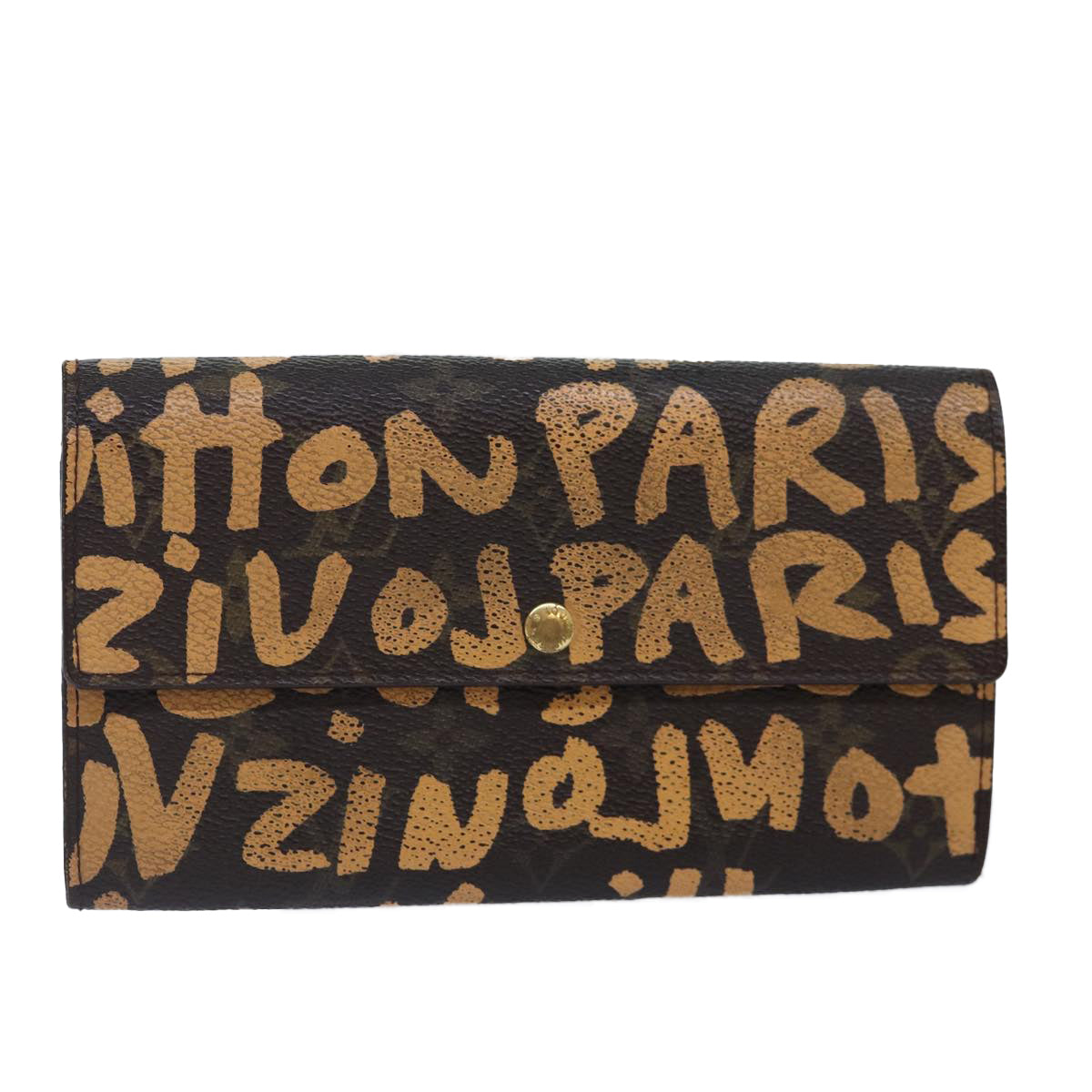 LOUIS VUITTON Monogram Graffiti Porte Monnaie Credit Orange M92190 LV Auth 87687