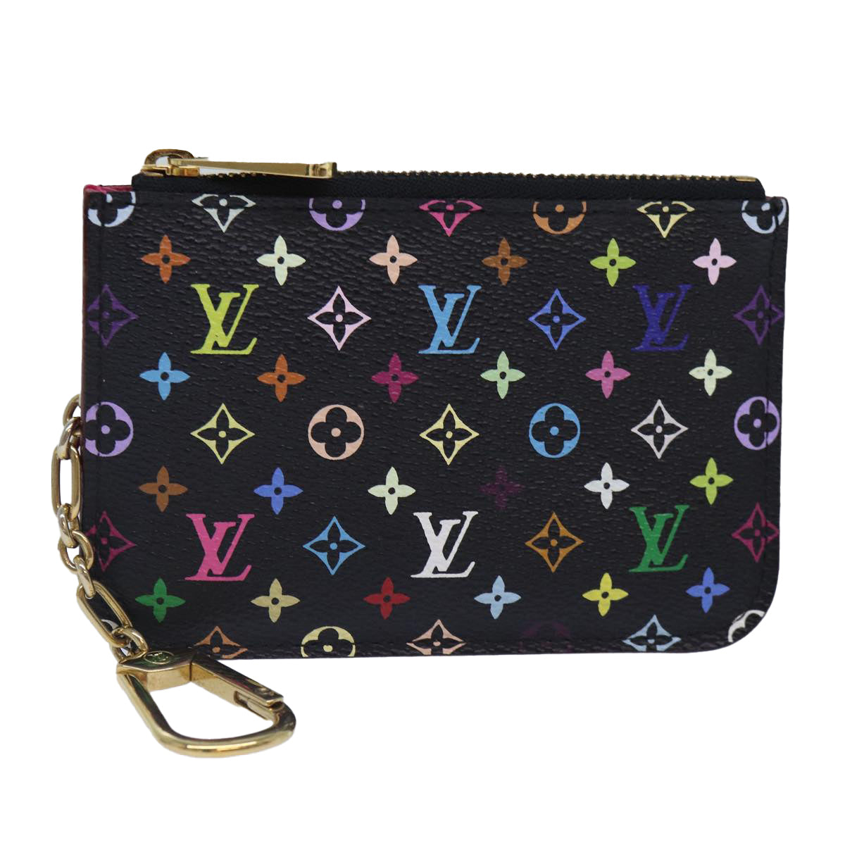 LOUIS VUITTON Monogram Multicolor Pochette Cles NM Purse Black M93735 Auth 87690