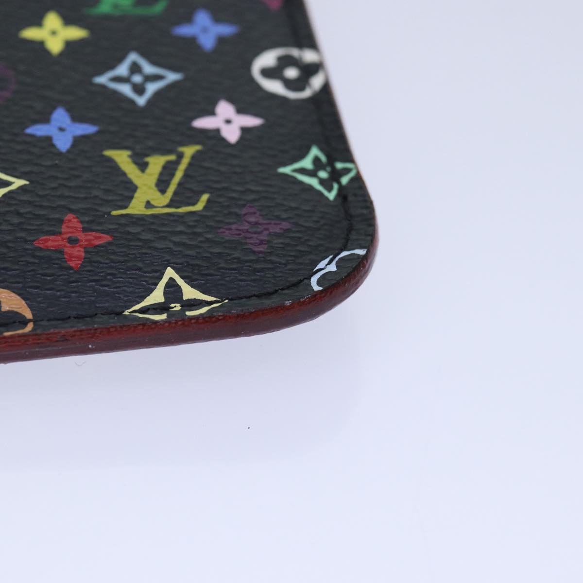 LOUIS VUITTON Monogram Multicolor Pochette Cles NM Purse Black M93735 Auth 87690