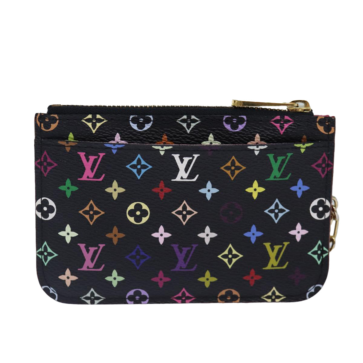 LOUIS VUITTON Monogram Multicolor Pochette Cles NM Purse Black M93735 Auth 87690