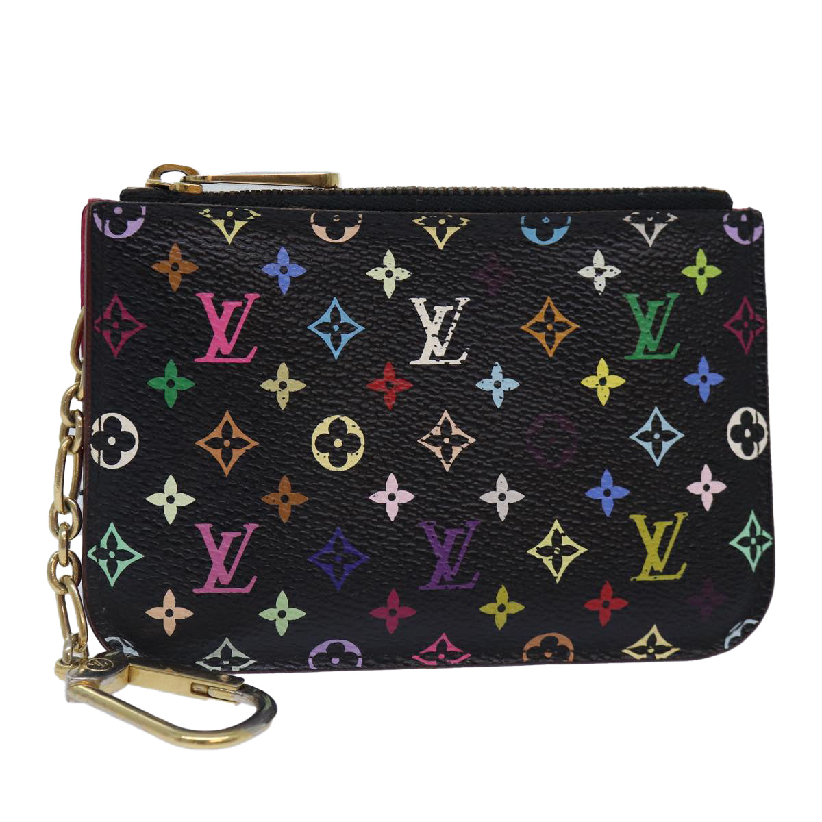 LOUIS VUITTON Monogram Multicolor Pochette Cles NM Purse Black M93735 Auth 87698