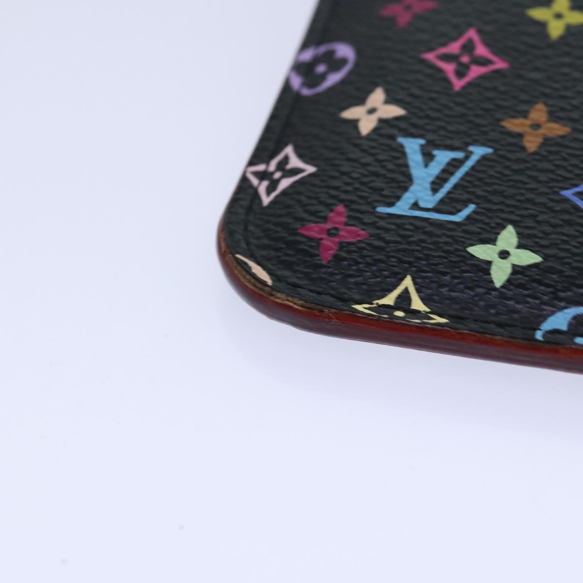 LOUIS VUITTON Monogram Multicolor Pochette Cles NM Purse Black M93735 Auth 87698