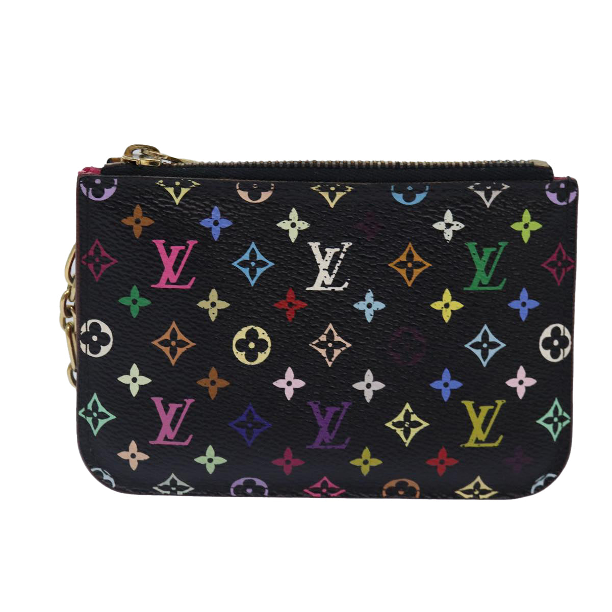 LOUIS VUITTON Monogram Multicolor Pochette Cles NM Purse Black M93735 Auth 87698