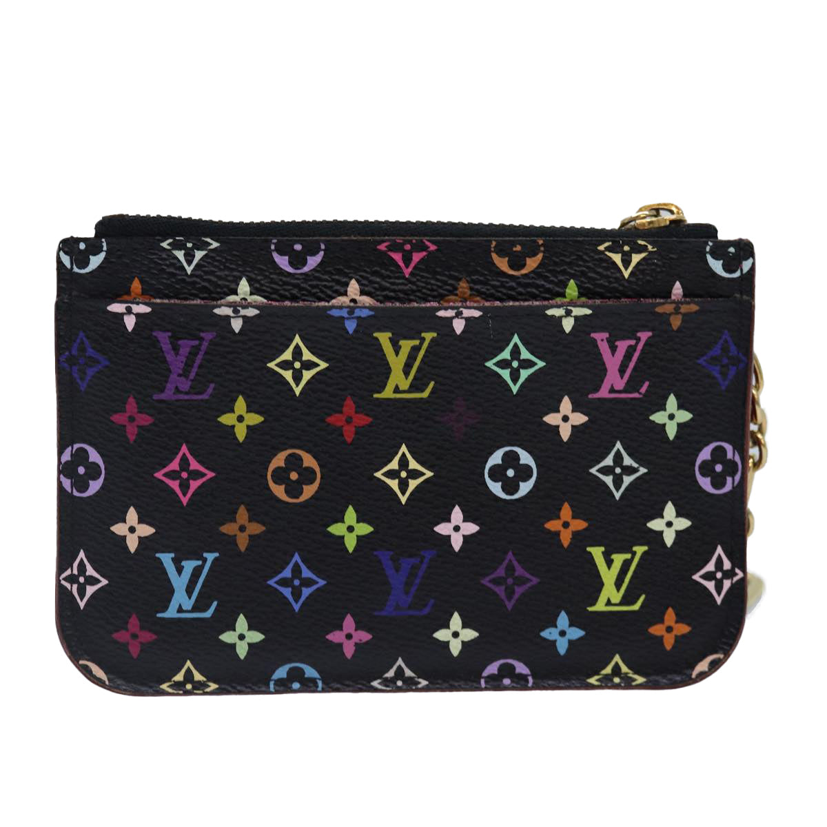 LOUIS VUITTON Monogram Multicolor Pochette Cles NM Purse Black M93735 Auth 87698