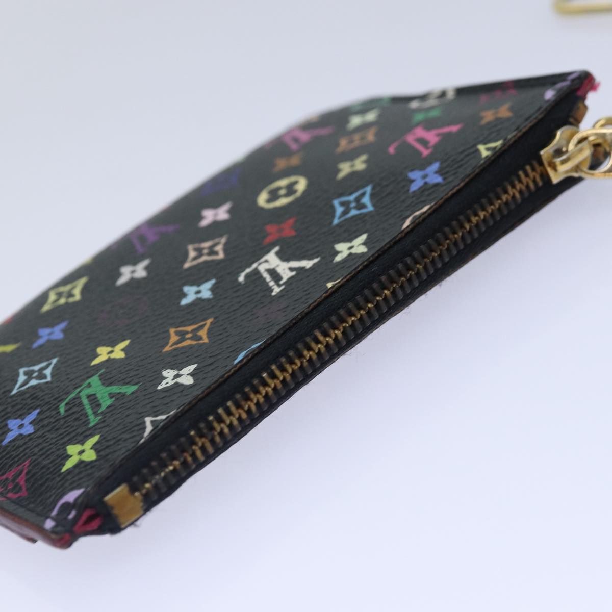 LOUIS VUITTON Monogram Multicolor Pochette Cles NM Purse Black M93735 Auth 87698