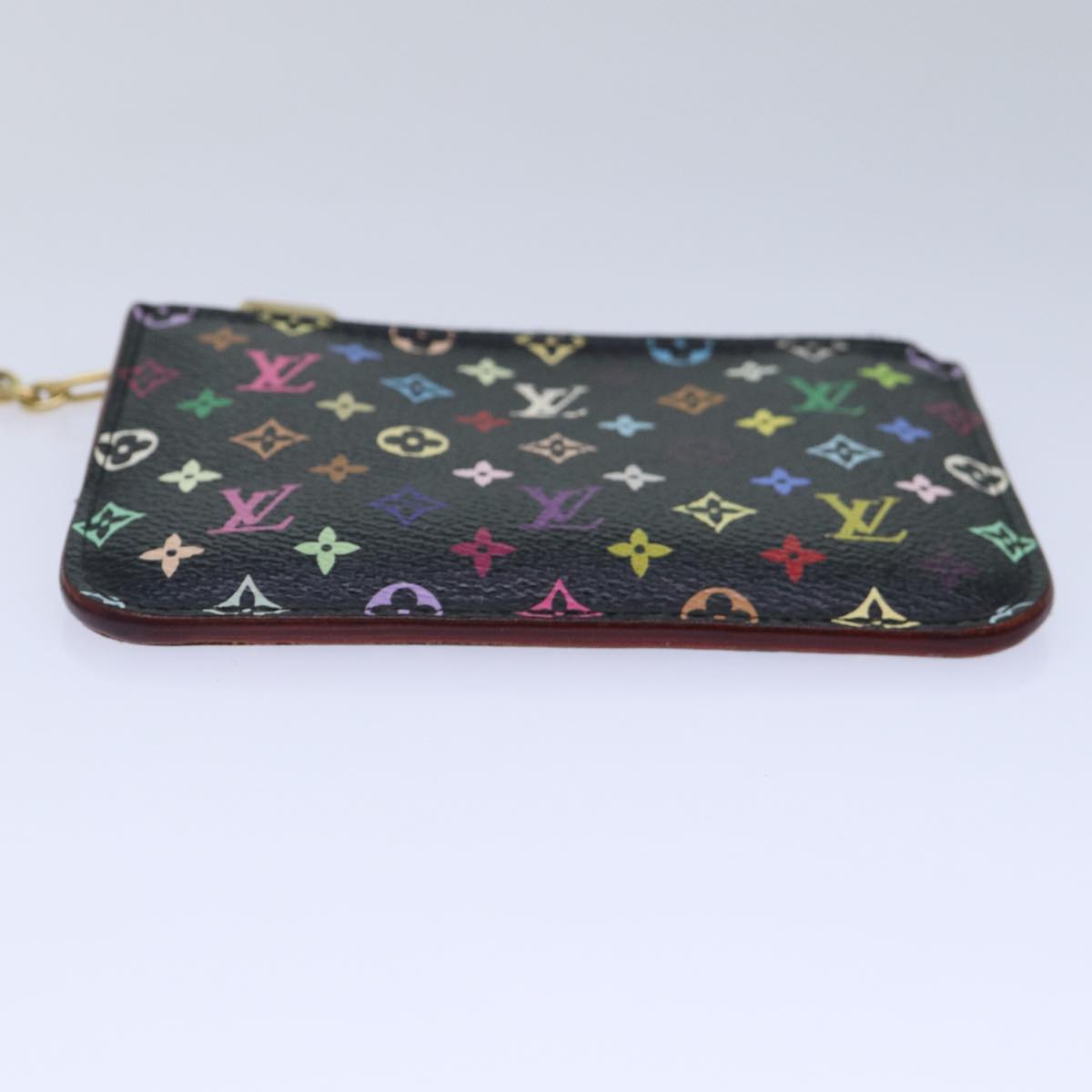 LOUIS VUITTON Monogram Multicolor Pochette Cles NM Purse Black M93735 Auth 87698