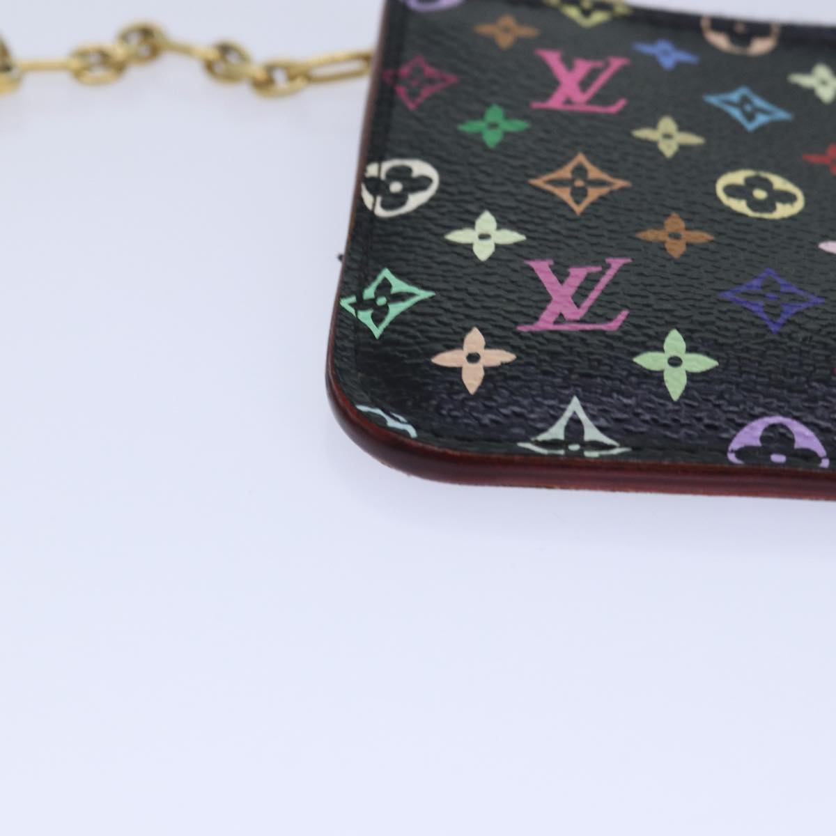 LOUIS VUITTON Monogram Multicolor Pochette Cles NM Purse Black M93735 Auth 87698