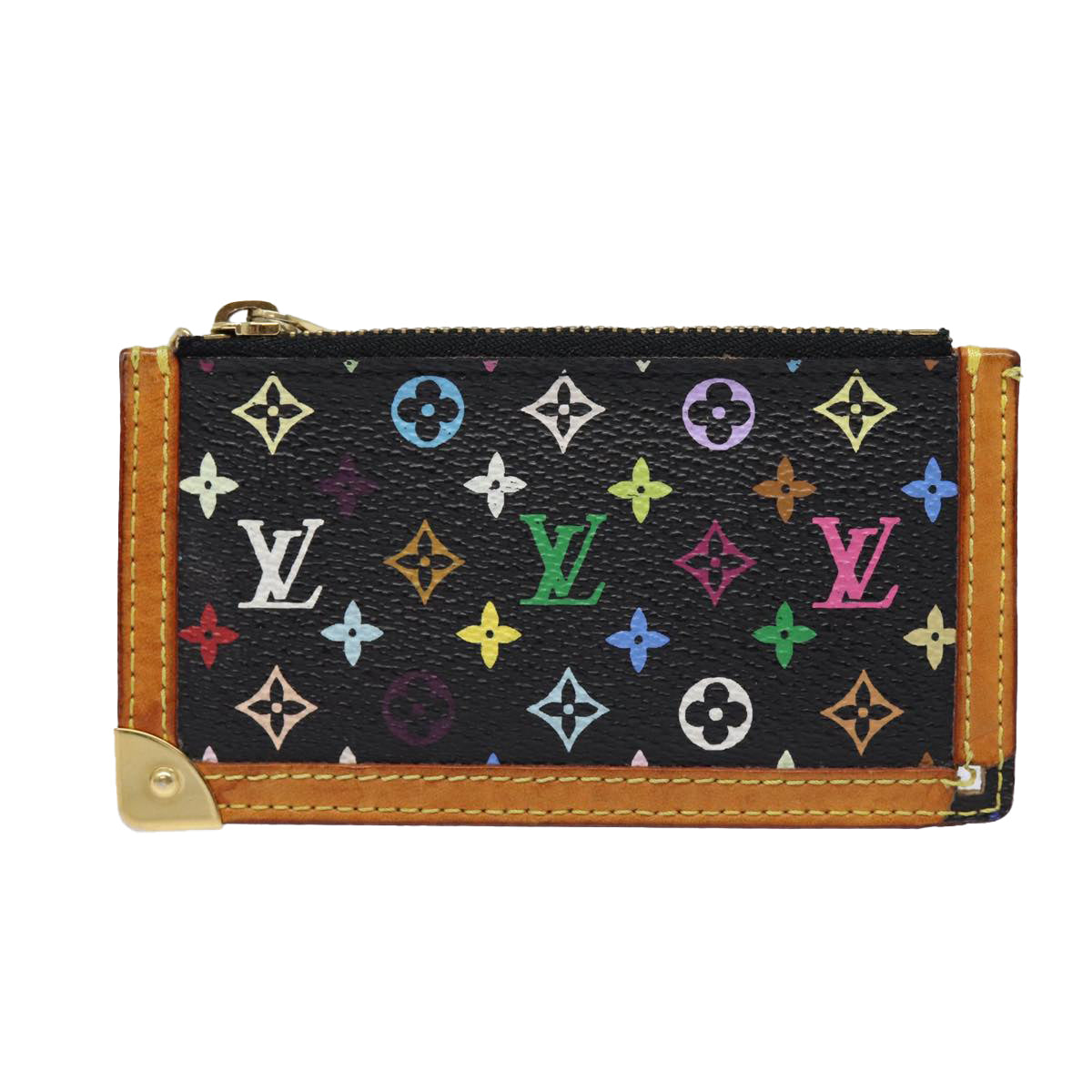 LOUIS VUITTON Monogram Multicolor Pochette Cles Purse Black M92654 LV Auth 87722