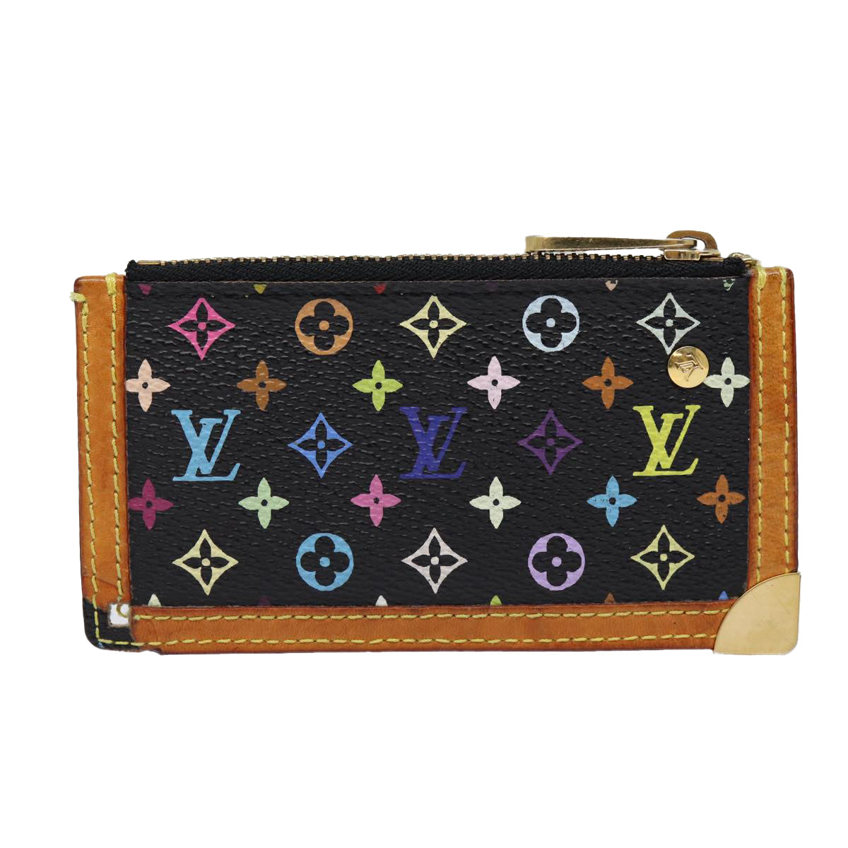 LOUIS VUITTON Monogram Multicolor Pochette Cles Purse Black M92654 LV Auth 87722