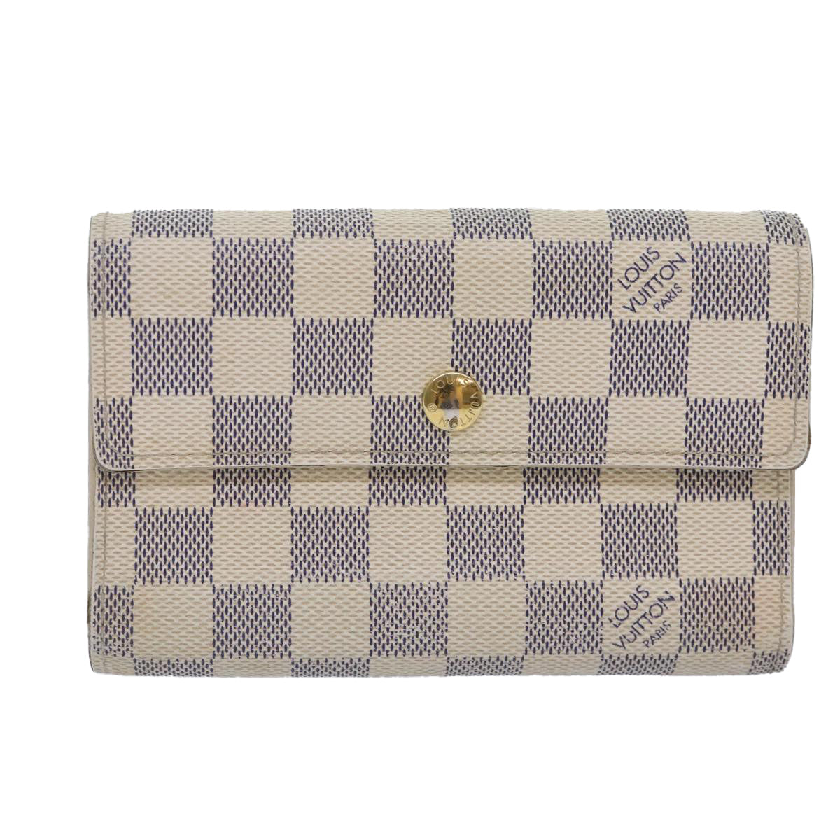 LOUIS VUITTON Damier Azur Portefeuille Alexandra Wallet N63068 LV Auth 87727