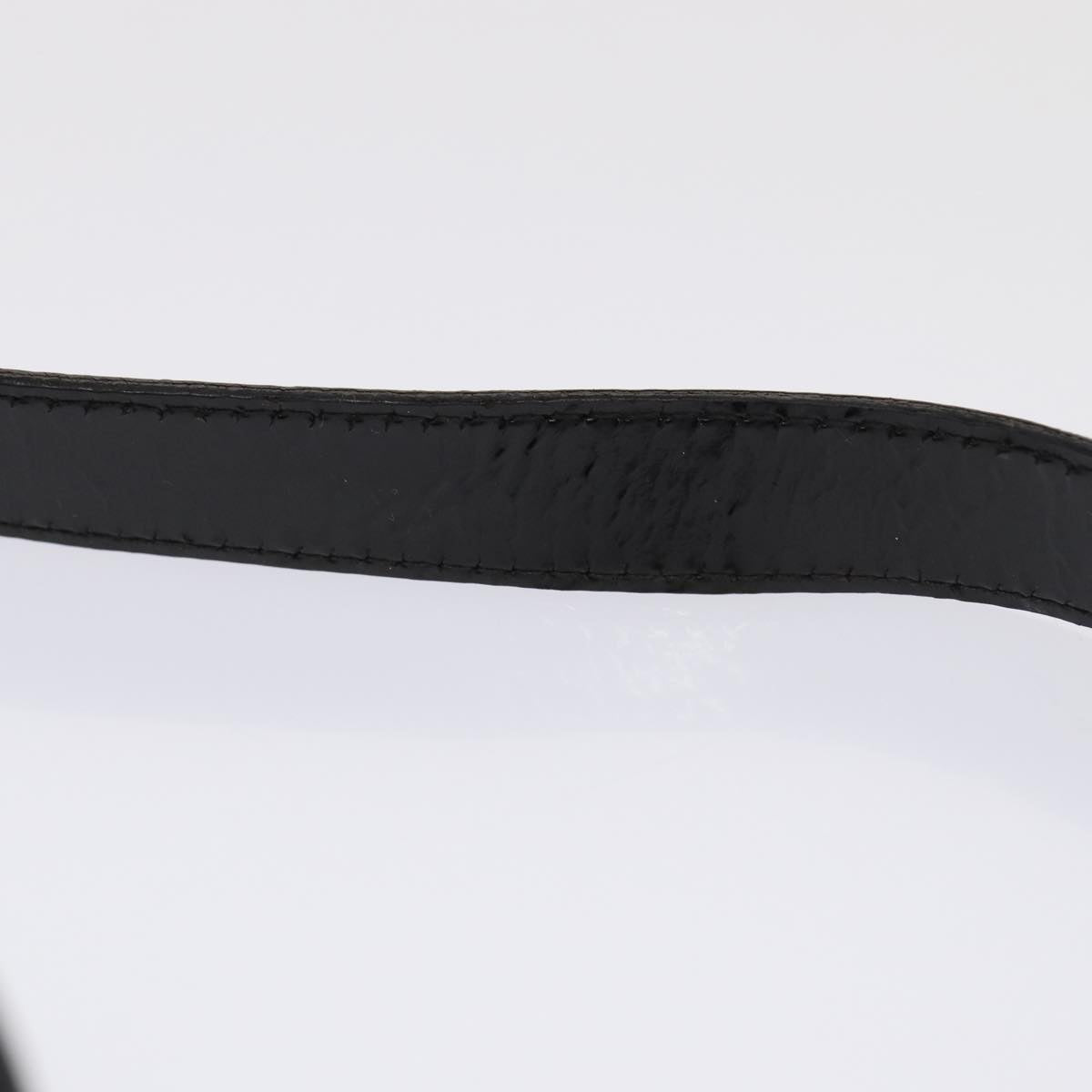 Salvatore Ferragamo Gancini Shoulder Bag Enamel Black Gold Auth 87741