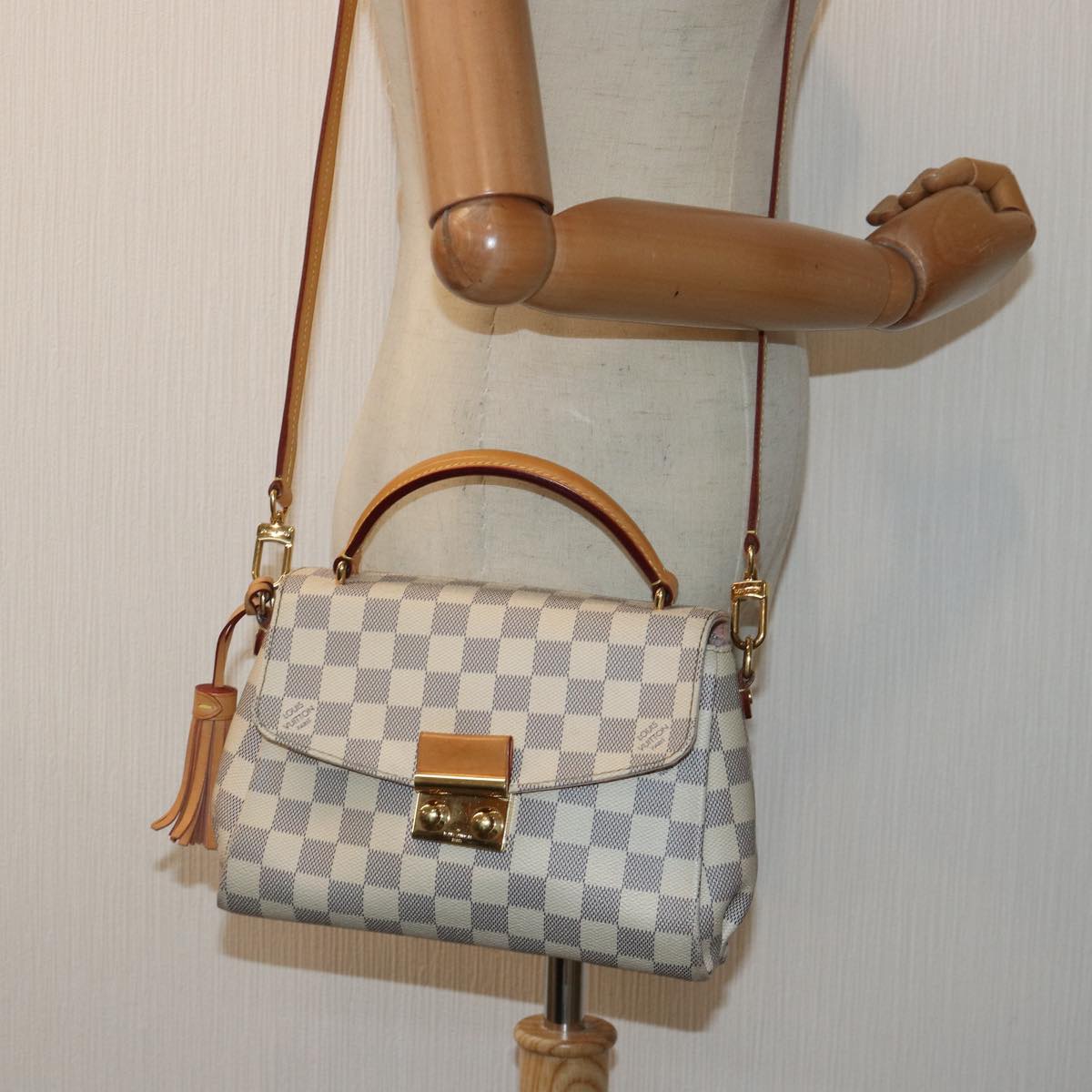 LOUIS VUITTON Damier Azur Croisette Hand Bag 2way N41581 LV Auth 87754