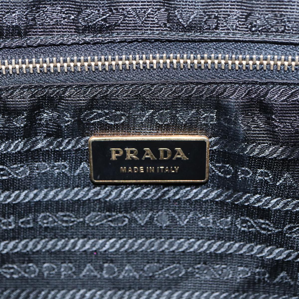 PRADA Hand Bag Nylon Black Gold Auth 87758