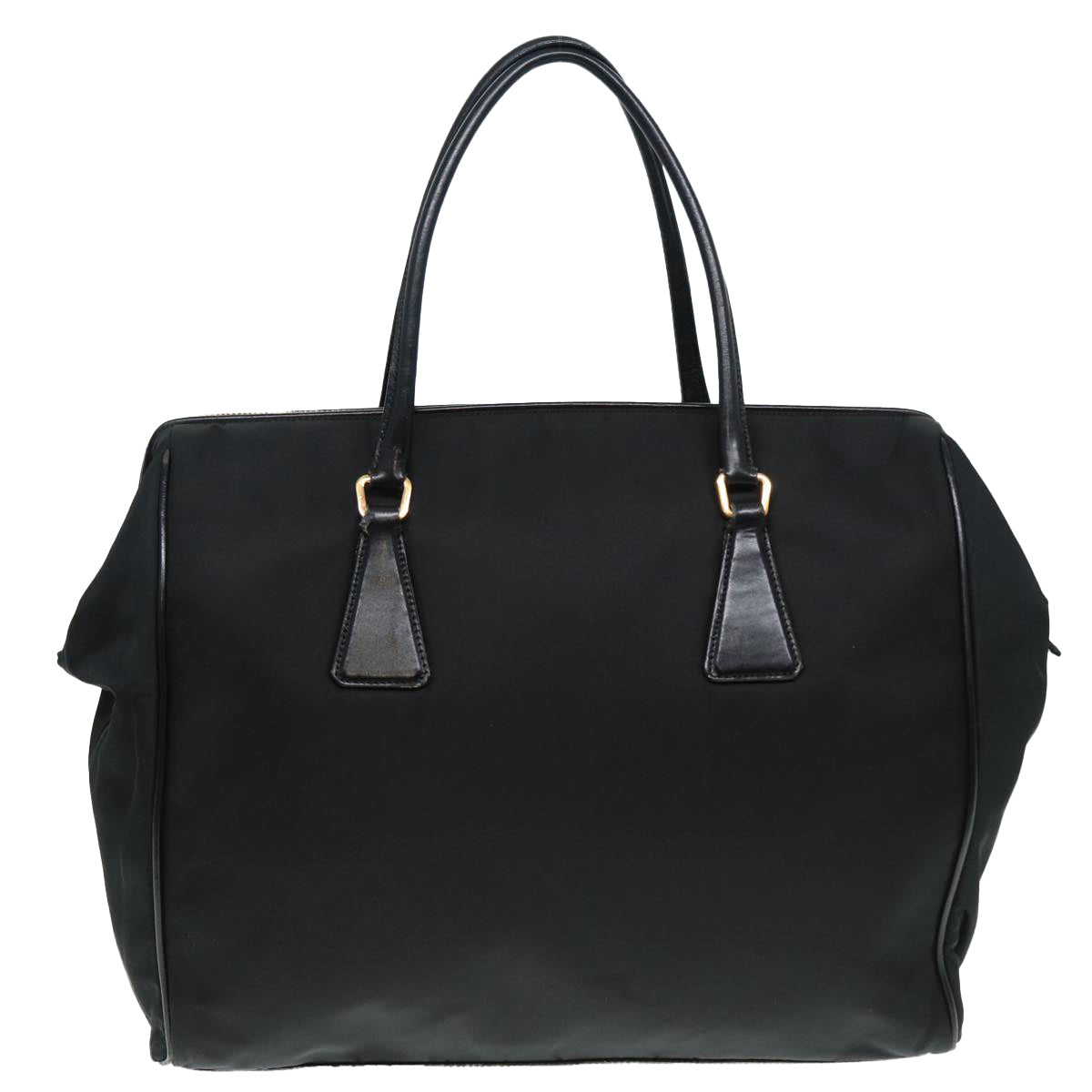 PRADA Hand Bag Nylon Black Gold Auth 87758