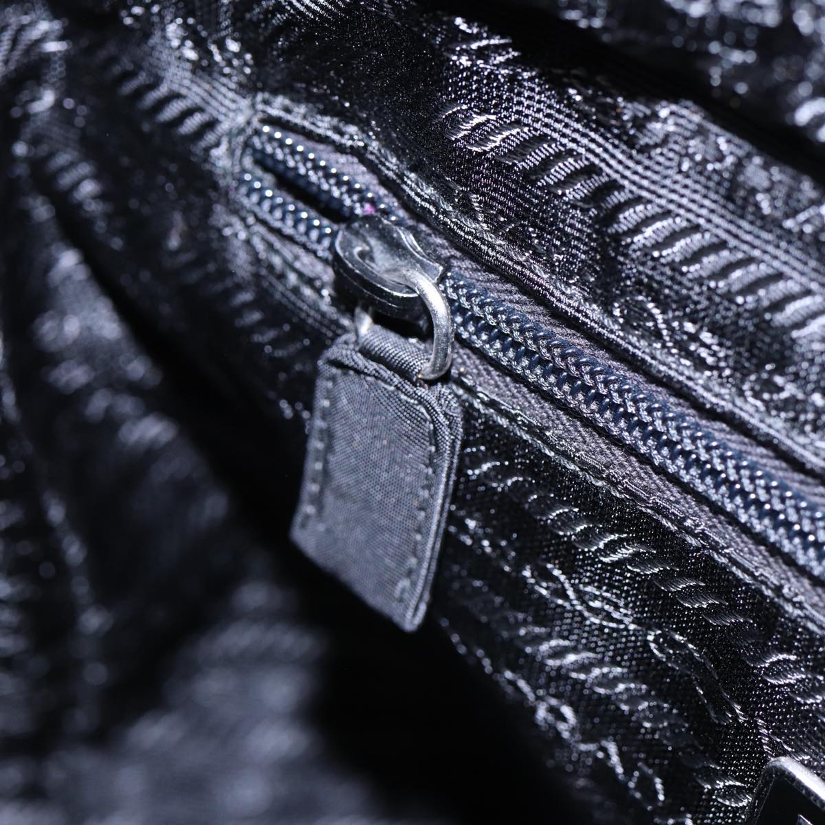 PRADA Tote Bag Nylon Khaki Silver Auth 87760