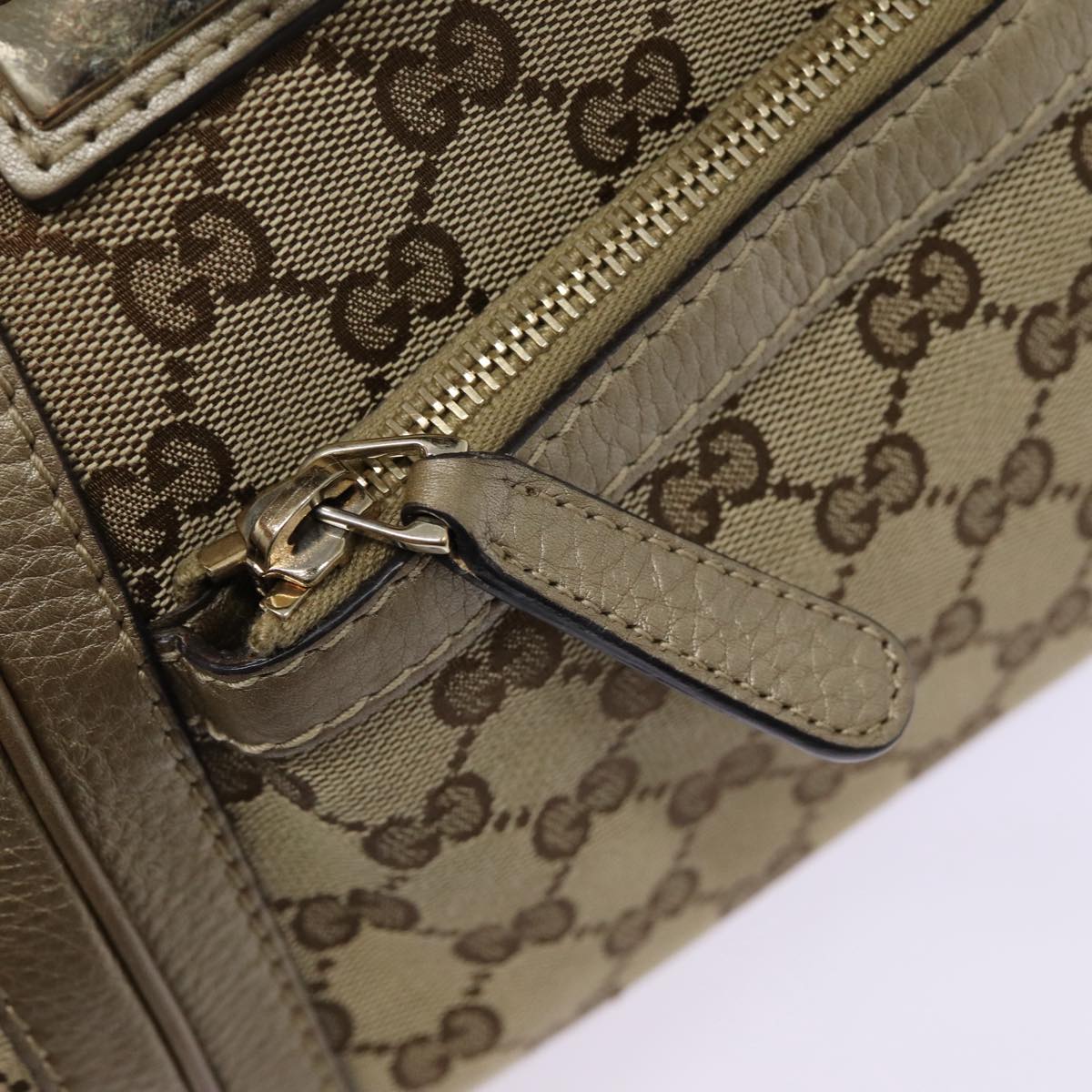 GUCCI GG Canvas Hand Bag Bamboo 2way Beige Gold 282300 Auth 87767