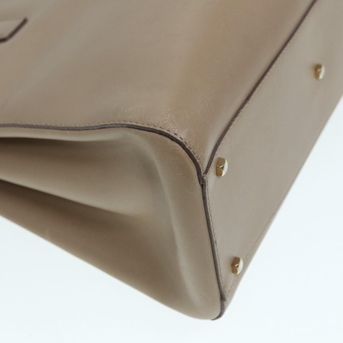 Salvatore Ferragamo Gancini Shoulder Bag Leather Beige Gold Auth 87768