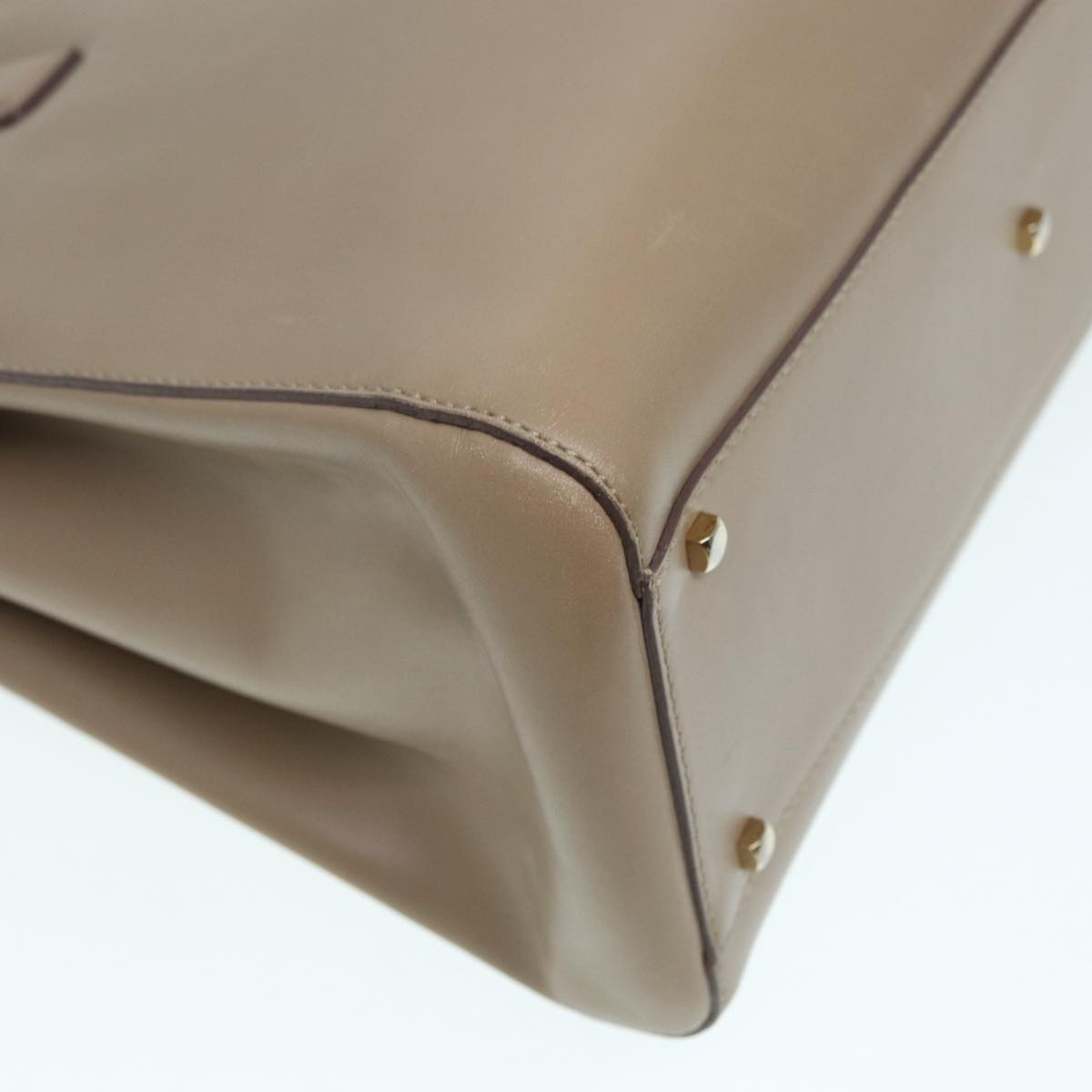 Salvatore Ferragamo Gancini Shoulder Bag Leather Beige Gold Auth 87768