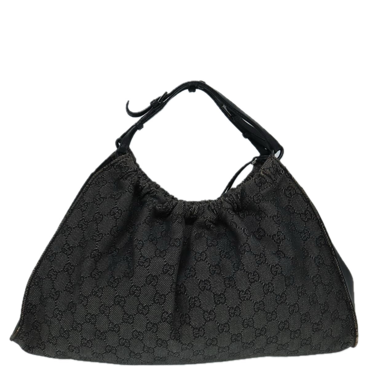 GUCCI GG Canvas Hand Bag Black Silver 76554 Auth 87781