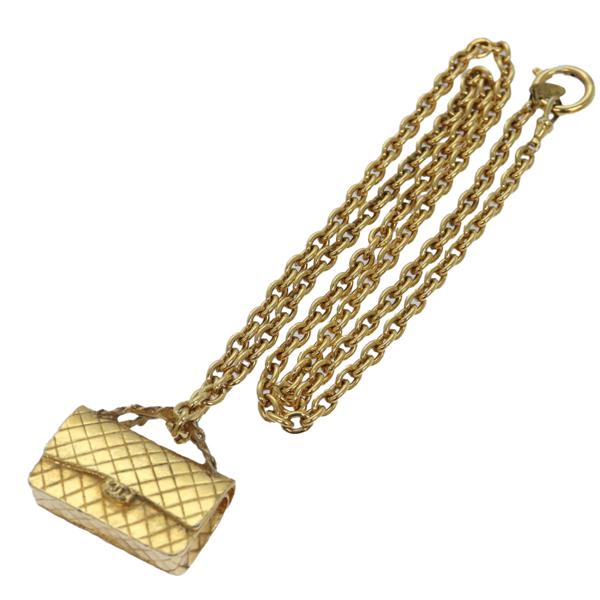 CHANEL Necklace Metal Gold CC Auth 87804A