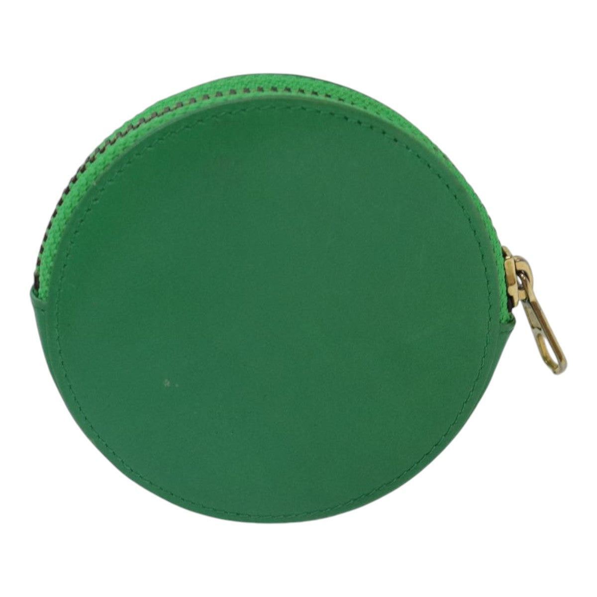 CELINE Coin Purse Leather Green Gold Auth 87854