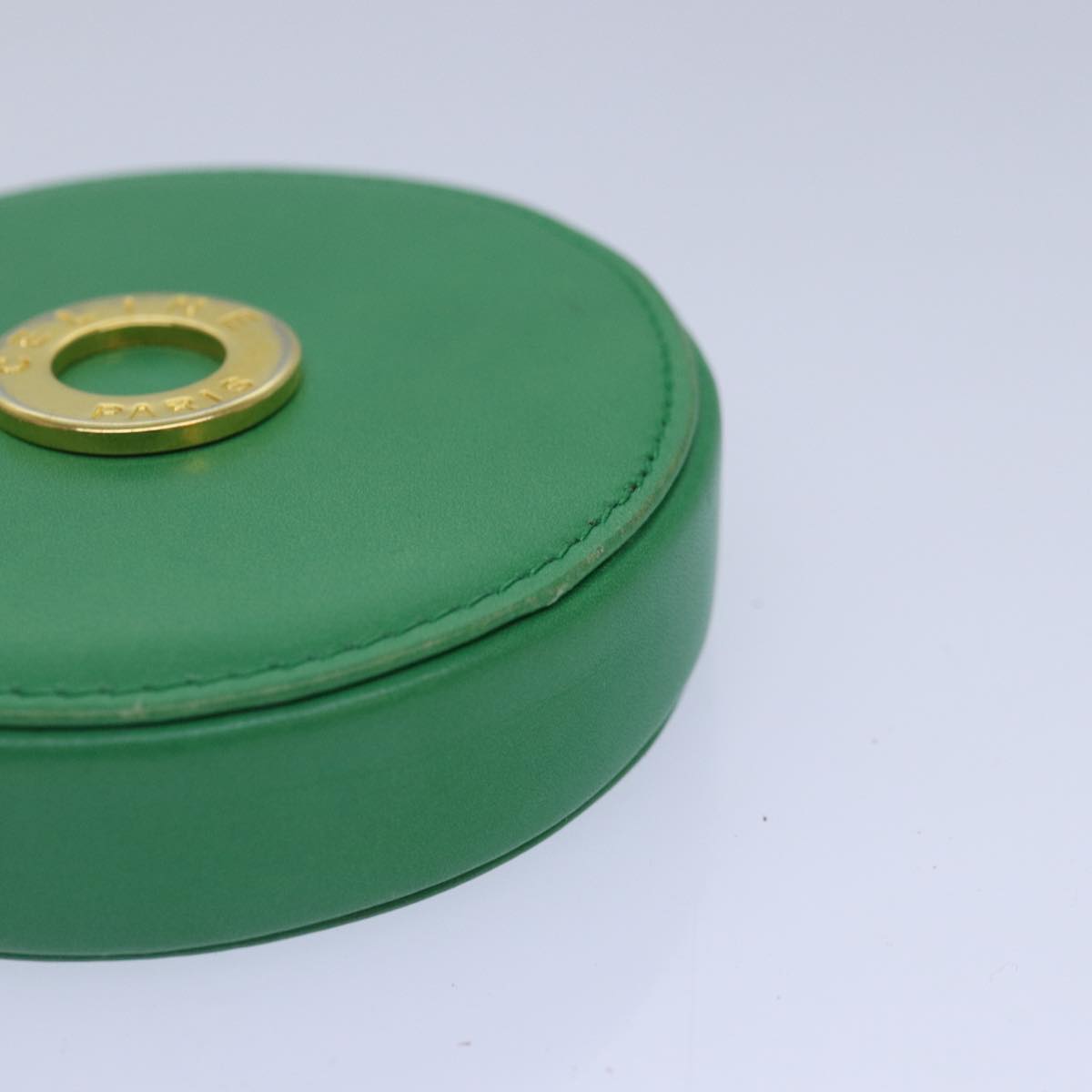 CELINE Coin Purse Leather Green Gold Auth 87854