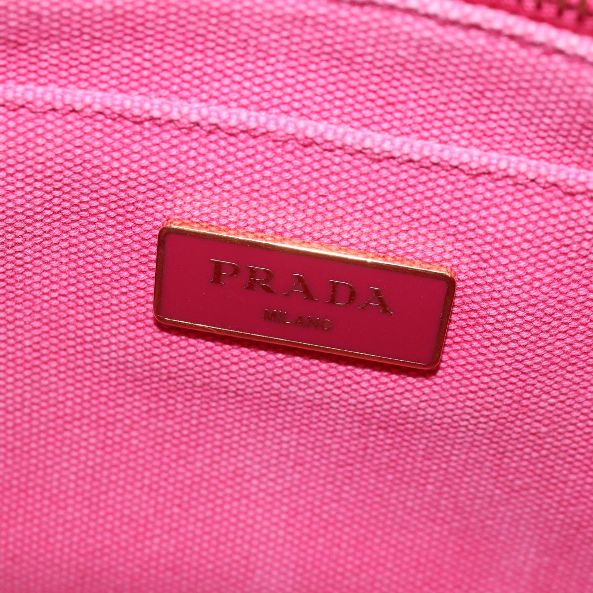 PRADA Canapa PM Hand Bag Canvas 2way Pink Gold Auth 87879