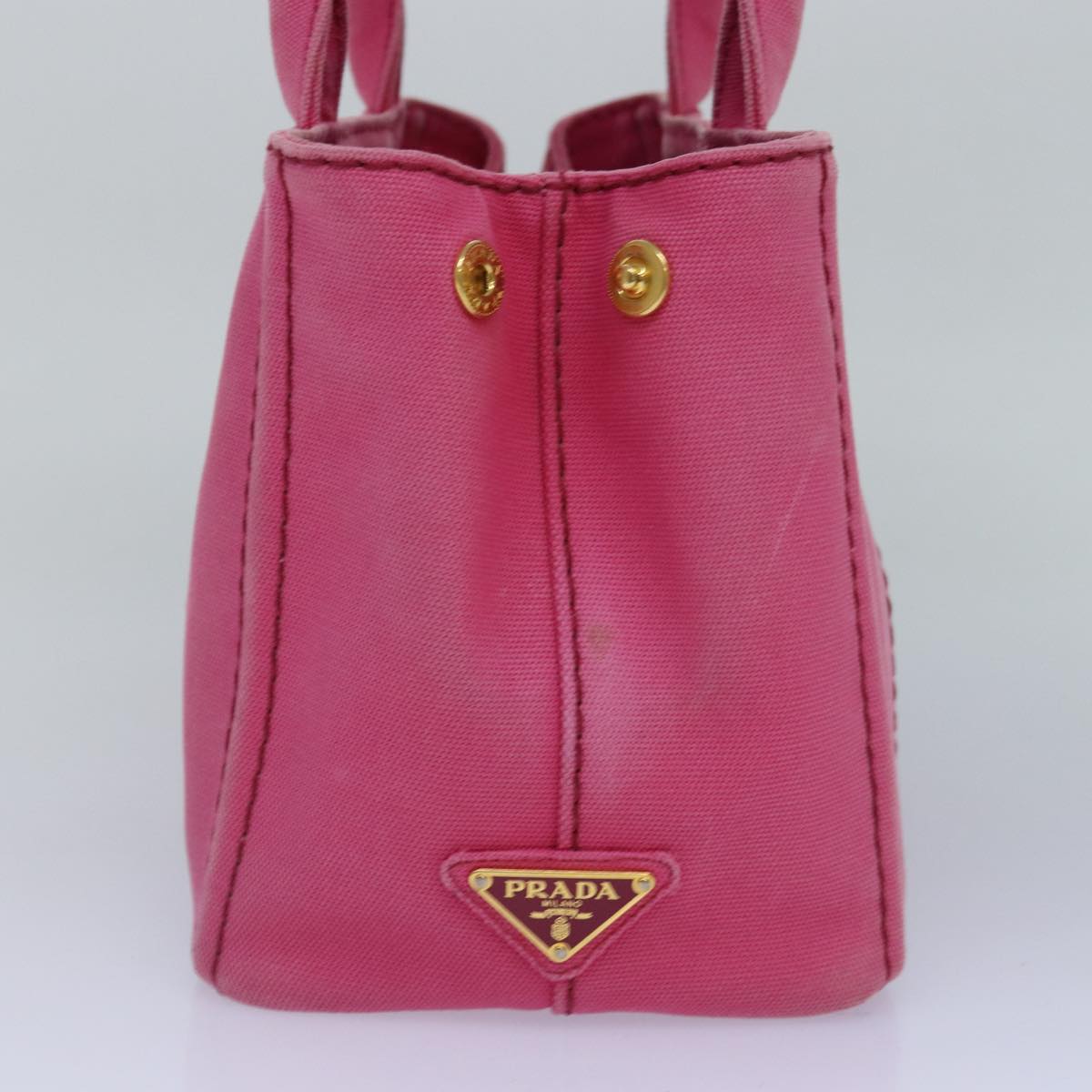 PRADA Canapa PM Hand Bag Canvas 2way Pink Gold Auth 87879