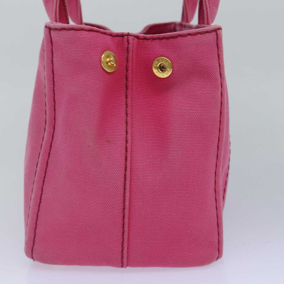 PRADA Canapa PM Hand Bag Canvas 2way Pink Gold Auth 87879