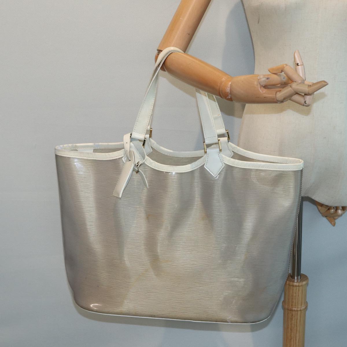 LOUIS VUITTON Epi Plage Lagoon Bay Tote Bag White Clear M92151 LV Auth 87892