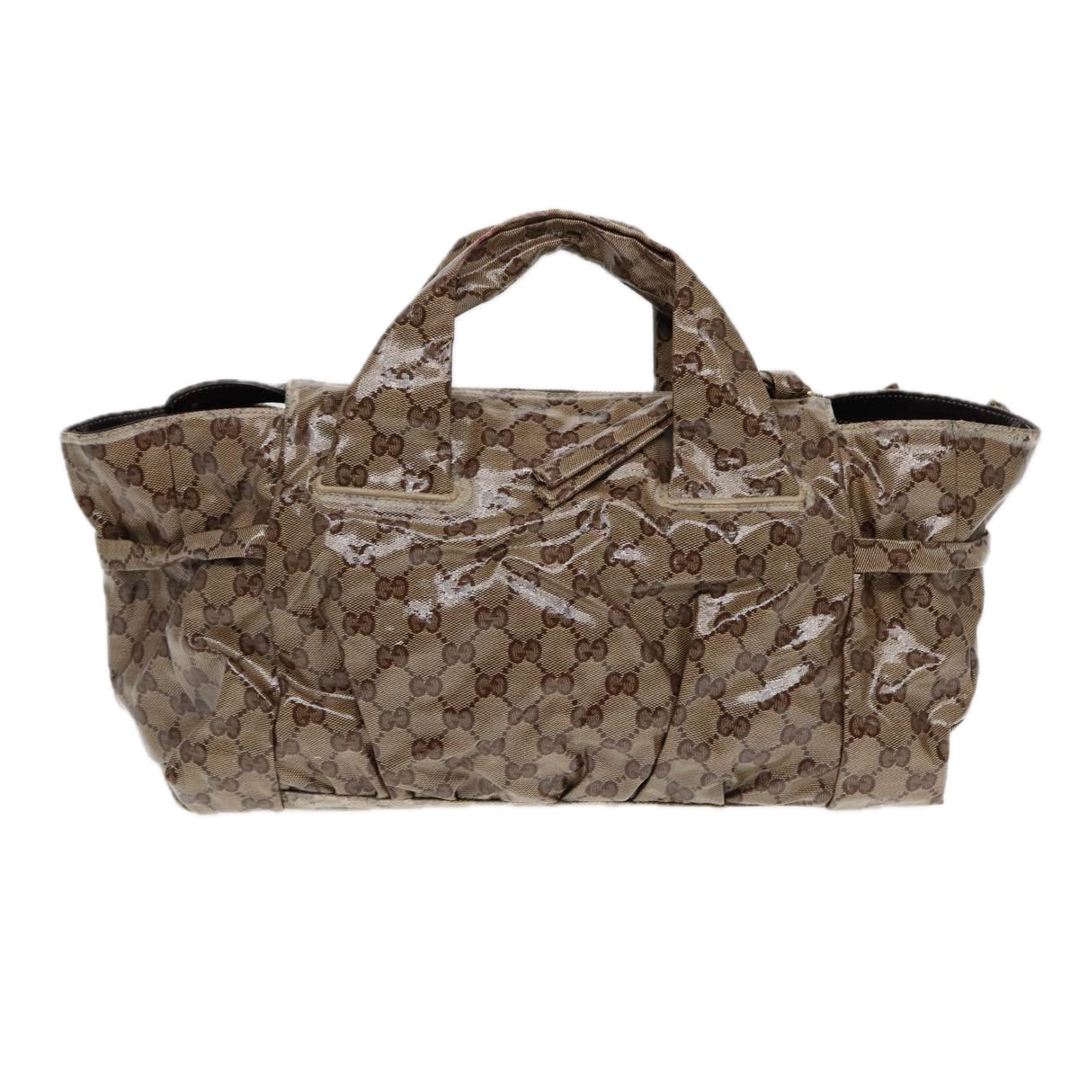 GUCCI GG Crystal Hand Bag Beige Gold 197020 Auth 87904