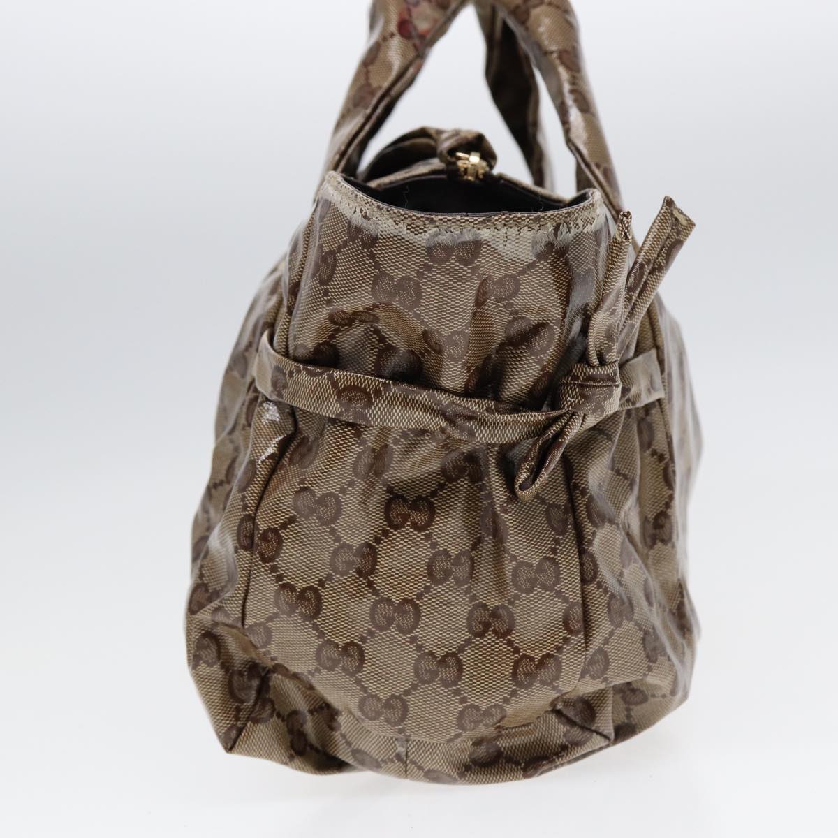 GUCCI GG Crystal Hand Bag Beige Gold 197020 Auth 87904