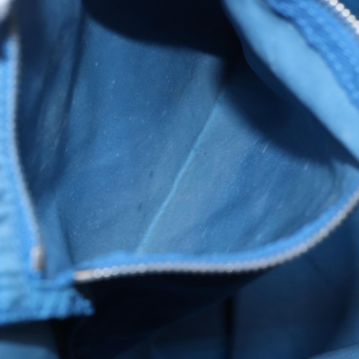 PRADA Tote Bag Nylon Blue Silver Auth 87908