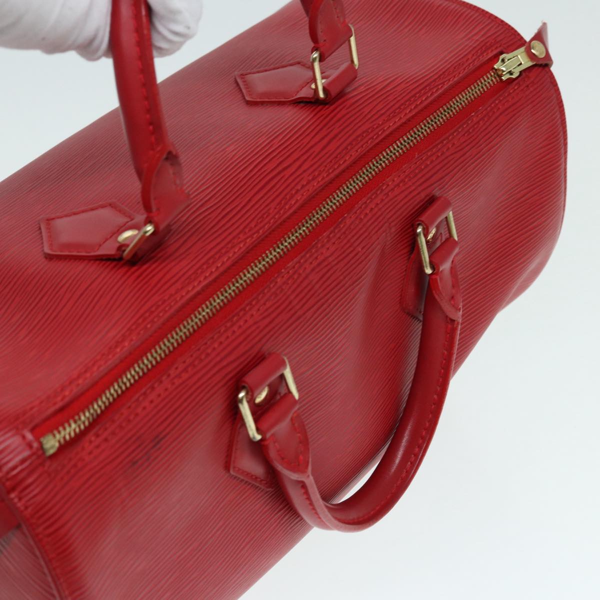 LOUIS VUITTON Epi Speedy 30 Hand Bag Castilian Red M43007 LV Auth 87950