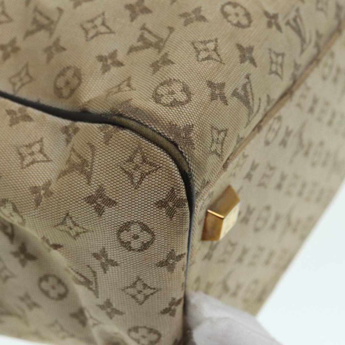 LOUIS VUITTON Monogram Mini Josephine GM Hand Bag Khaki M92310 LV Auth 87965