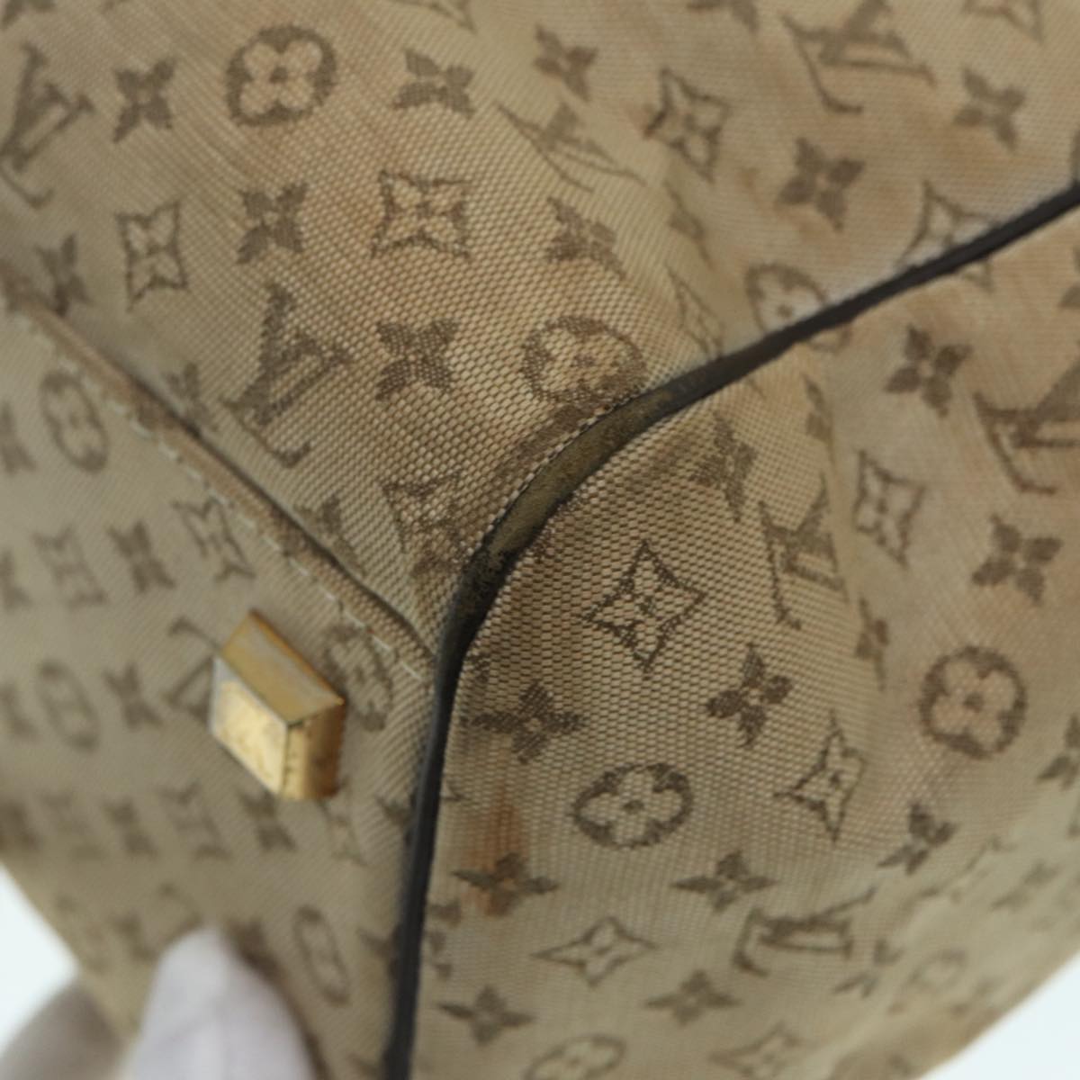 LOUIS VUITTON Monogram Mini Josephine GM Hand Bag Khaki M92310 LV Auth 87965