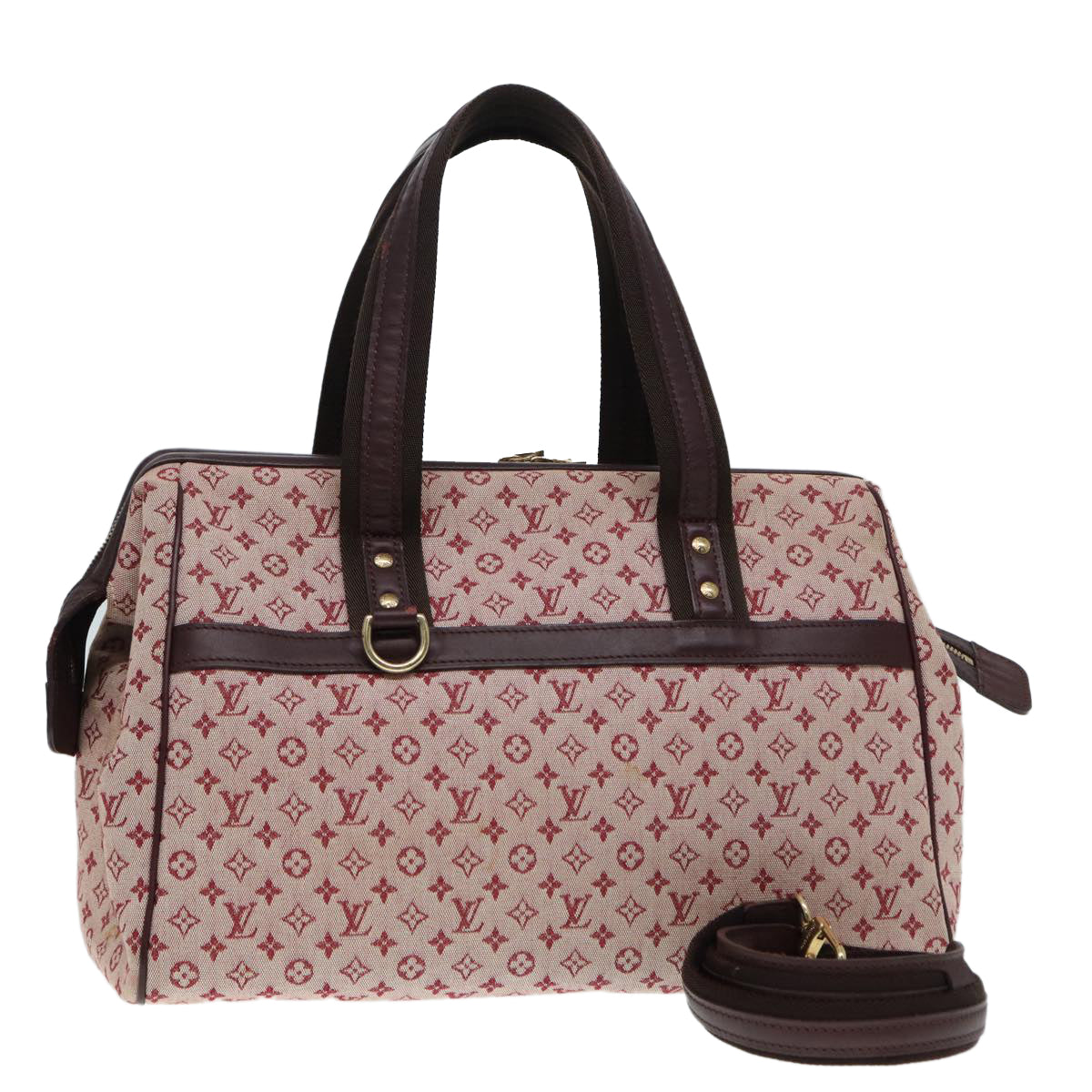 LOUIS VUITTON Monogram Mini Josephine GM Hand Bag Red M92311 LV Auth 87966