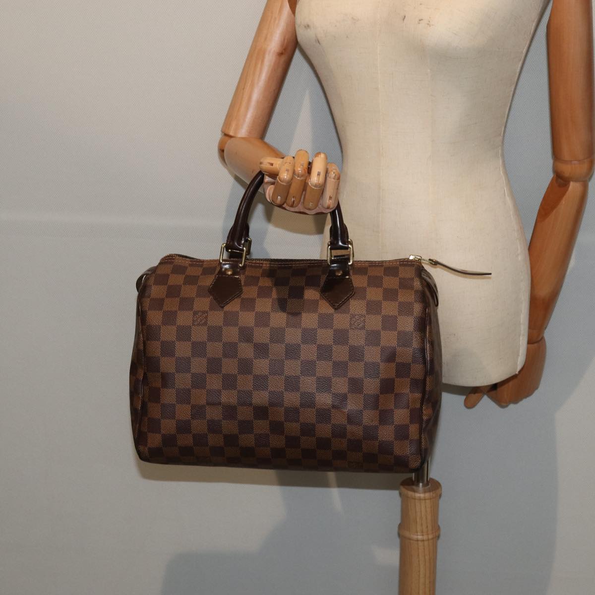 LOUIS VUITTON Damier Ebene Speedy 30 Hand Bag N41364 LV Auth 87973