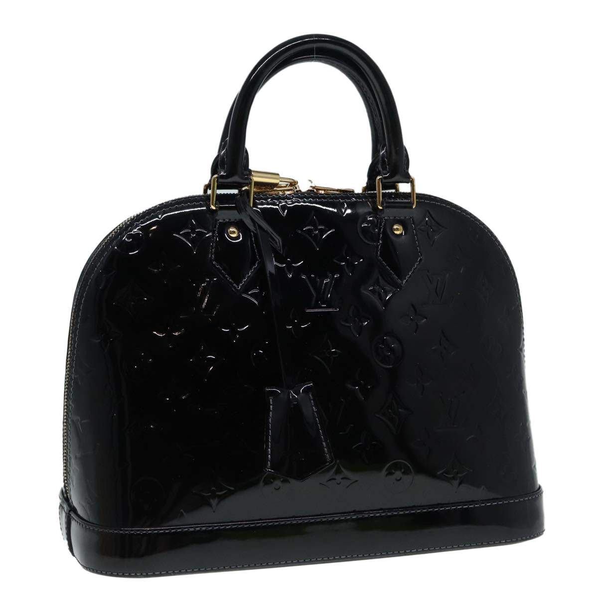 LOUIS VUITTON Monogram Vernis Alma PM Hand Bag Noir Manetic M90061 LV Auth 87987