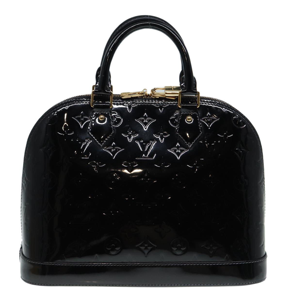 LOUIS VUITTON Monogram Vernis Alma PM Hand Bag Noir Manetic M90061 LV Auth 87987