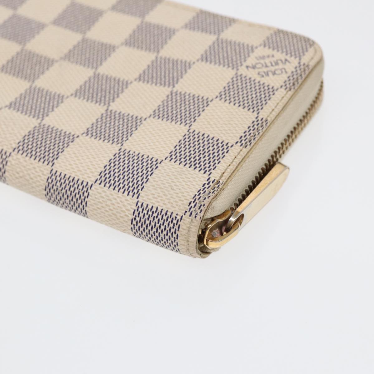 LOUIS VUITTON Damier Azur Zippy Wallet Long Wallet N63503 LV Auth 88032