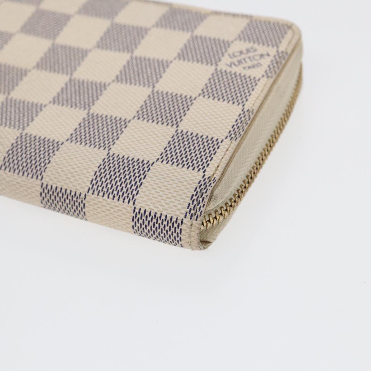 LOUIS VUITTON Damier Azur Zippy Wallet Long Wallet N63503 LV Auth 88032